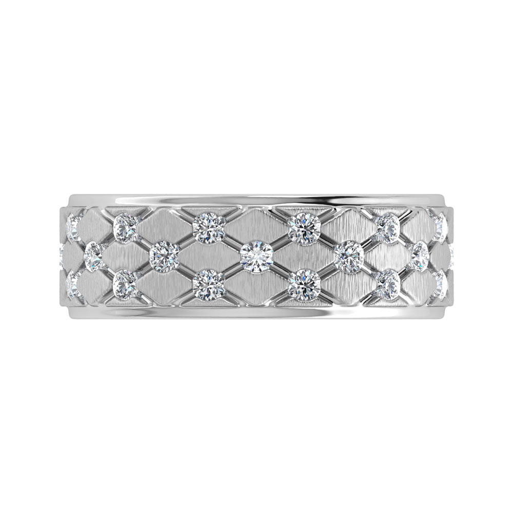 14K White Gold Diamond 1/2.Ct. Tw. Mens Machine Band