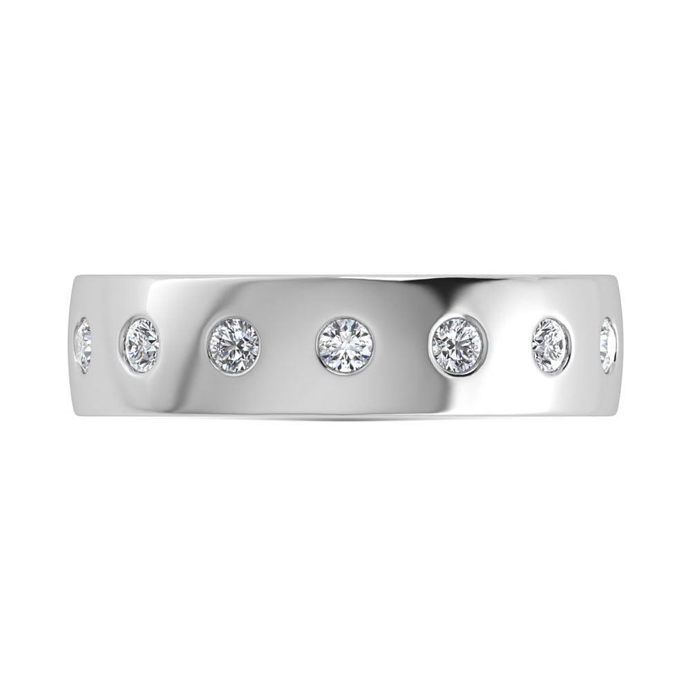 14K White Gold Diamond 1 Ct.Tw. Bezel Set Mens Machine Band