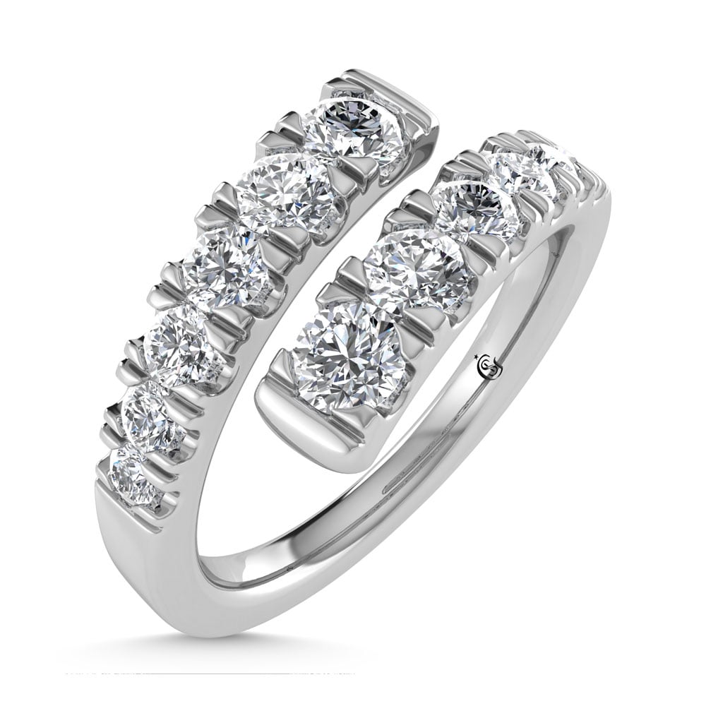 14K White Gold 7/8 Ct.Tw. Cross Over Band