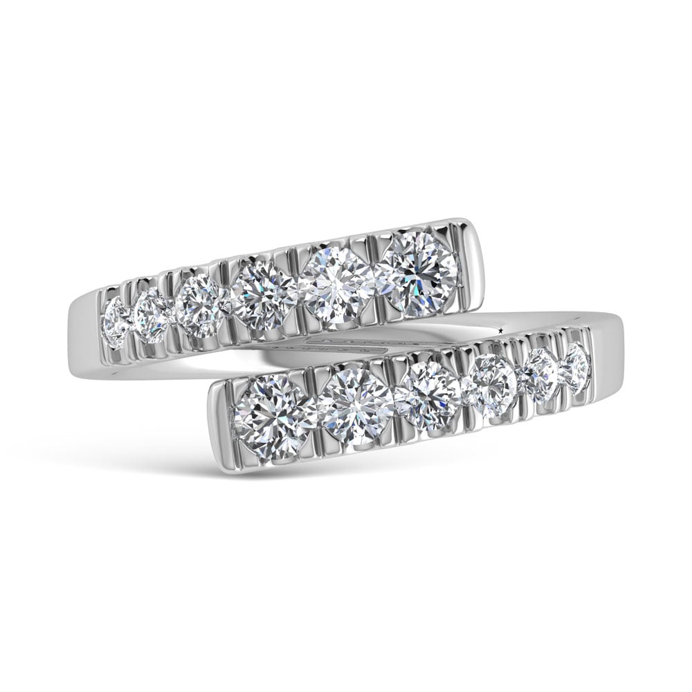 14K White Gold 7/8 Ct.Tw. Cross Over Band