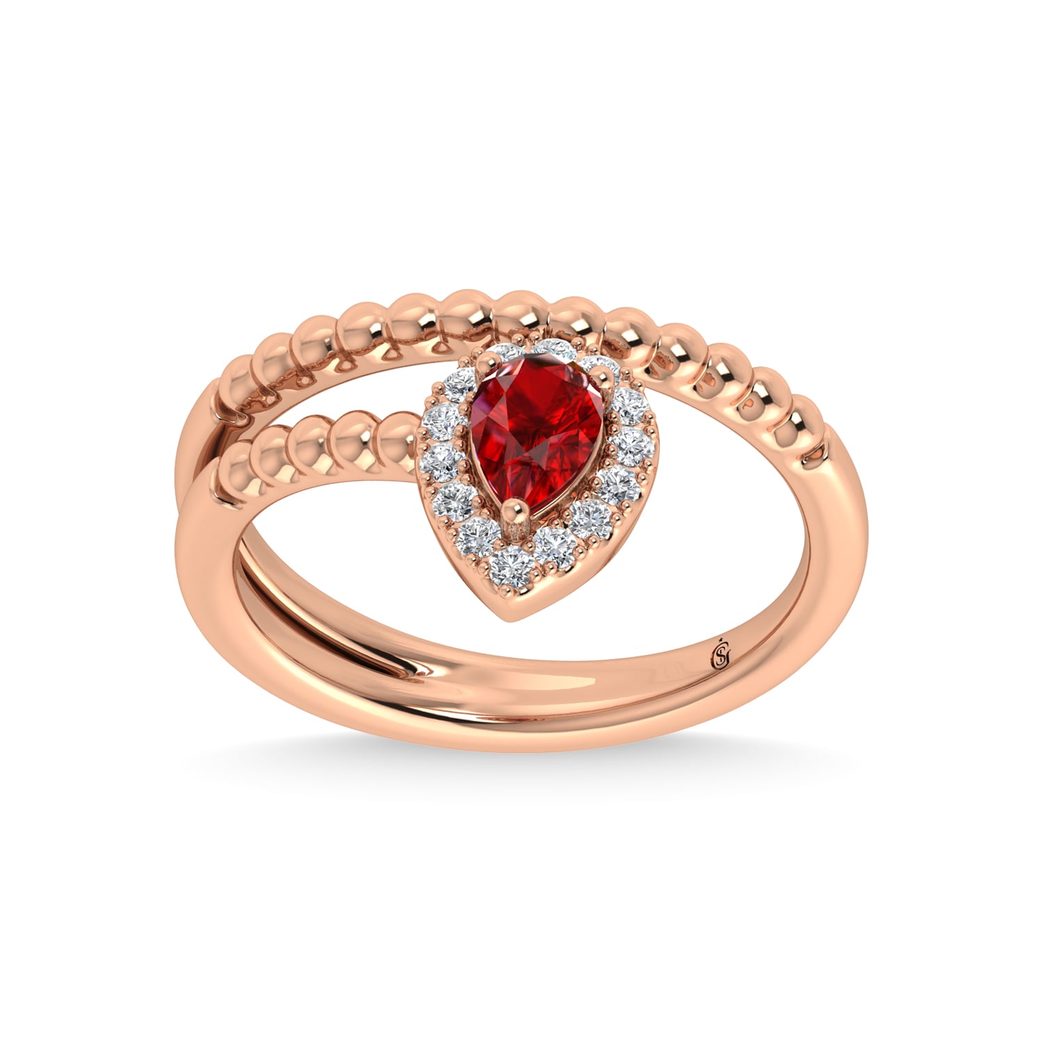 14K Rose Gold 5/8 Ct.Tw. Diamond and Ruby Fashion Ring