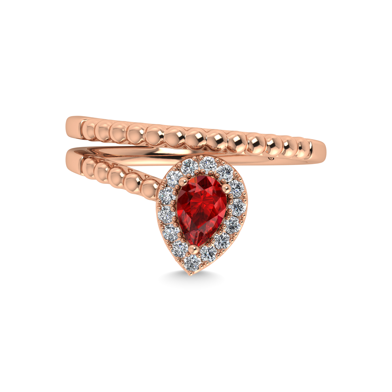 14K Rose Gold 5/8 Ct.Tw. Diamond and Ruby Fashion Ring