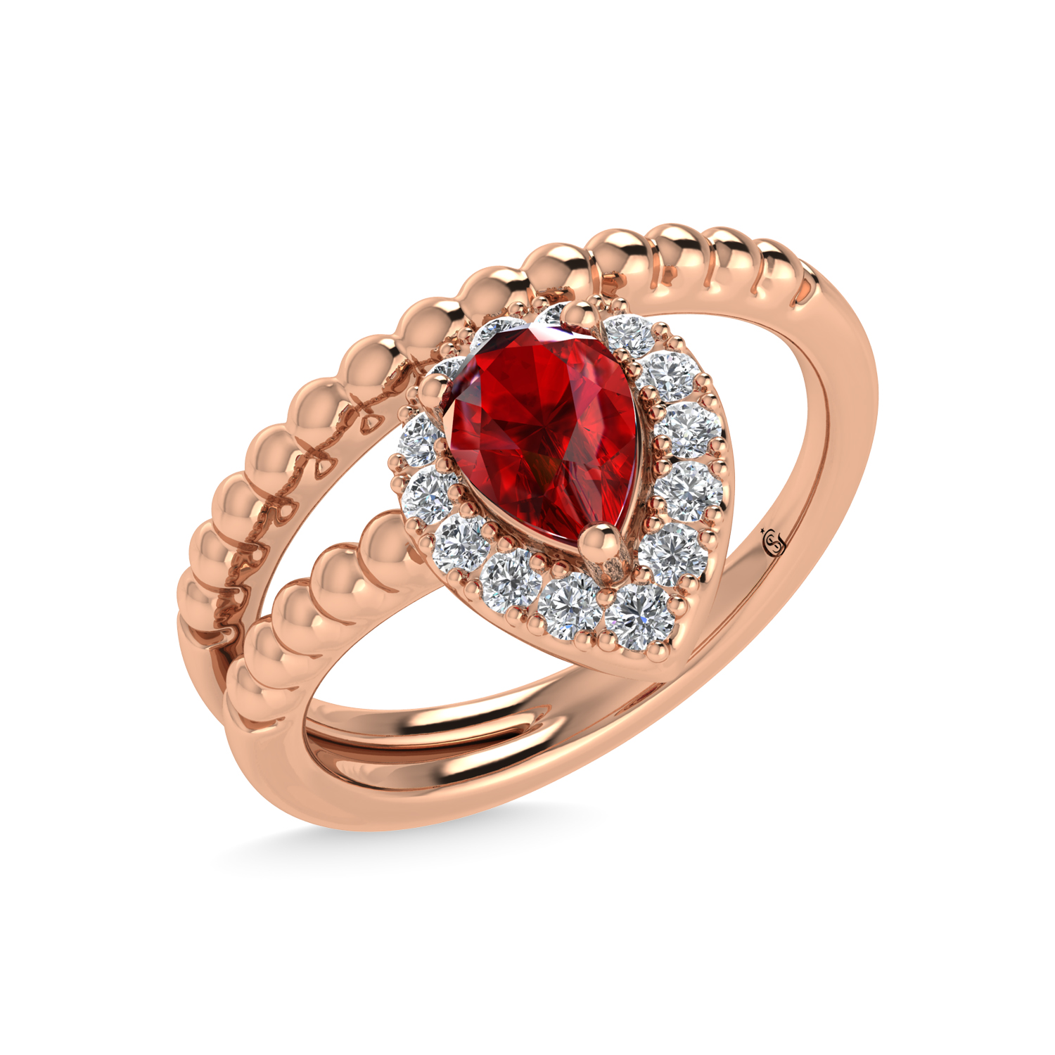 14K Rose Gold 5/8 Ct.Tw. Diamond and Ruby Fashion Ring