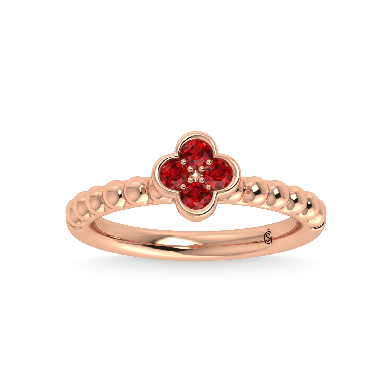 14K Rose Gold 1/3 Ct.Tw. Diamond and Ruby Fashion Ring