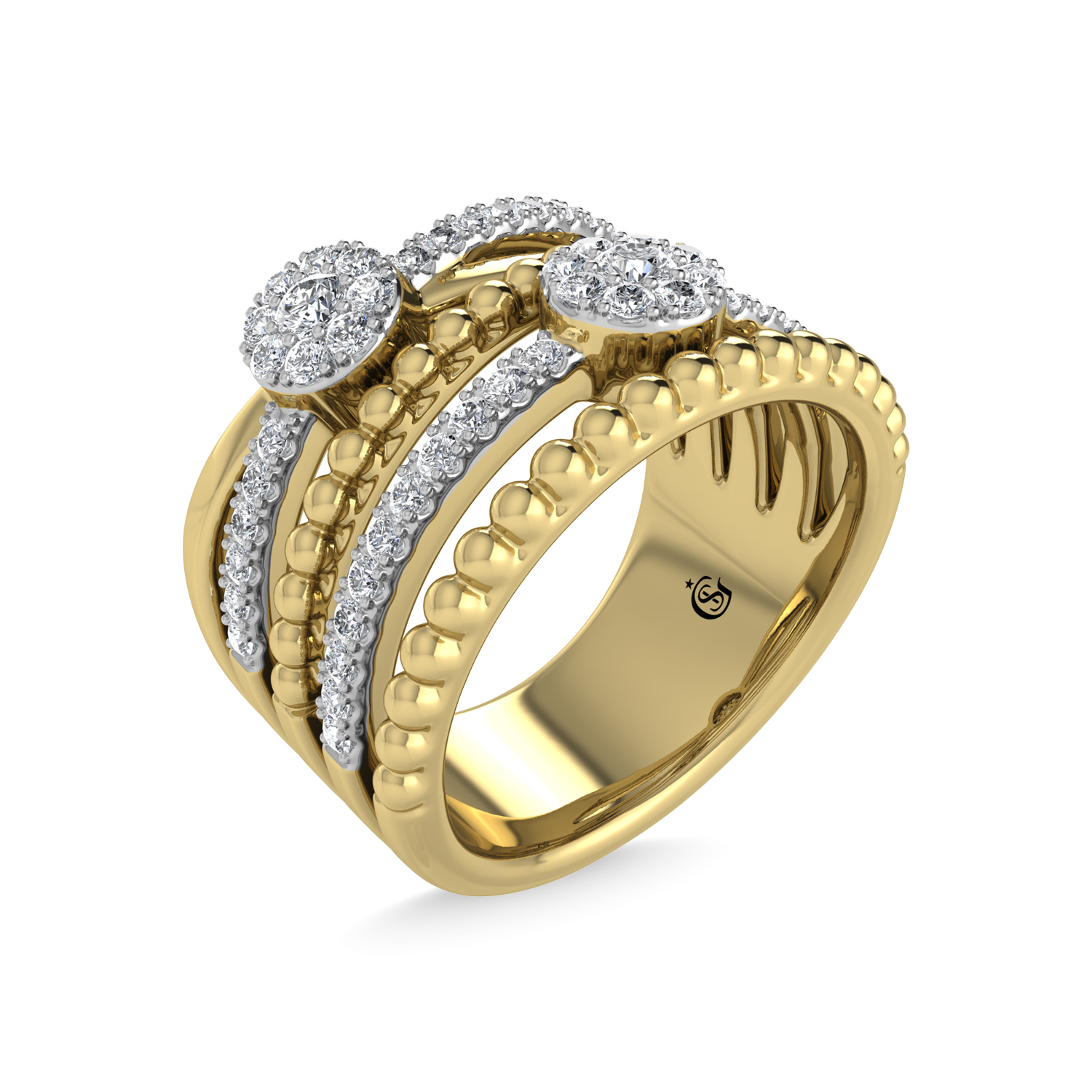 14K Yellow Gold Diamond 1/2 Ct.Tw Stackable Ring
