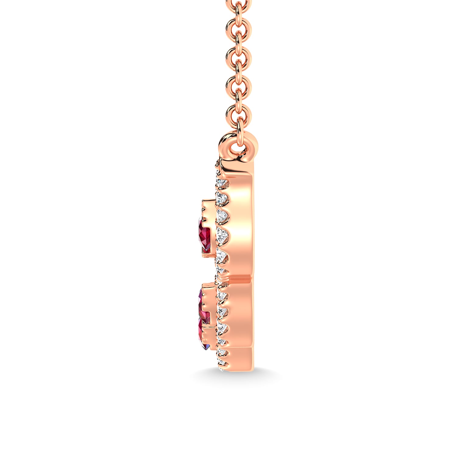 14K Rose Gold Diamond 3/8 Ct.Tw. And Ruby Necklace