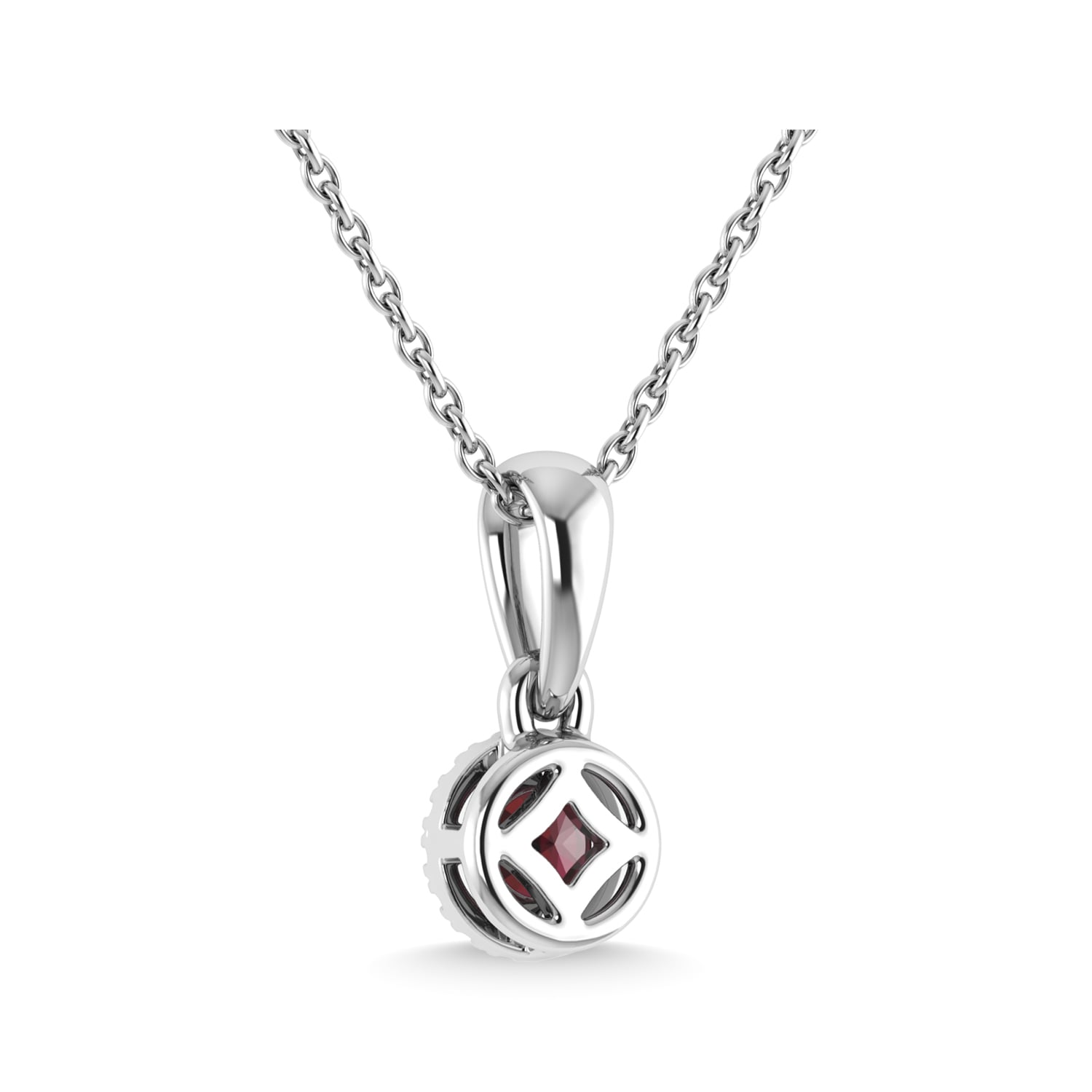 14K White Gold Ruby and Diamond 1/6 Ct.Tw. Fashion Pendant