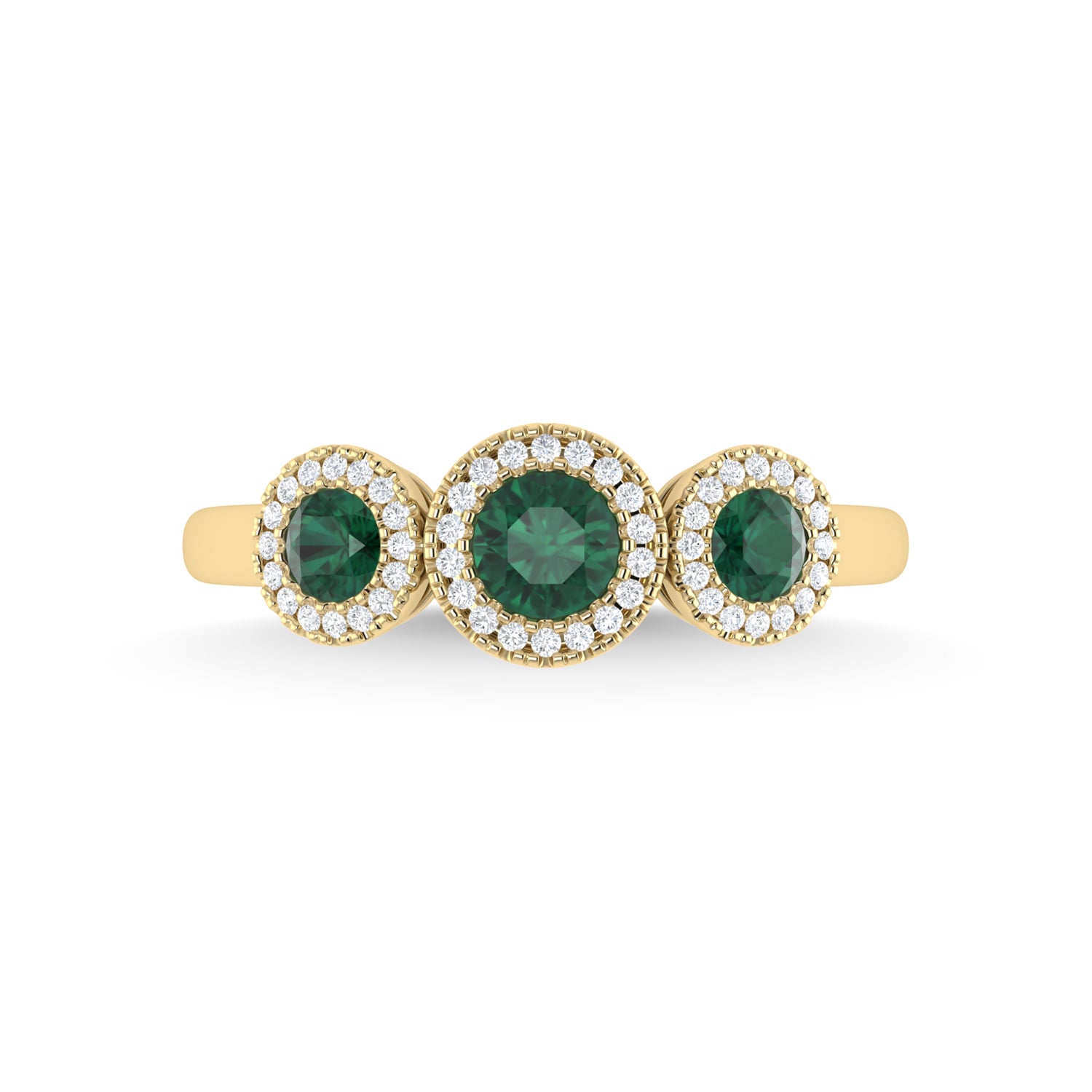 14K Yellow Gold Emerald and Diamond 5/8 Ct.Tw. Fashion Ring