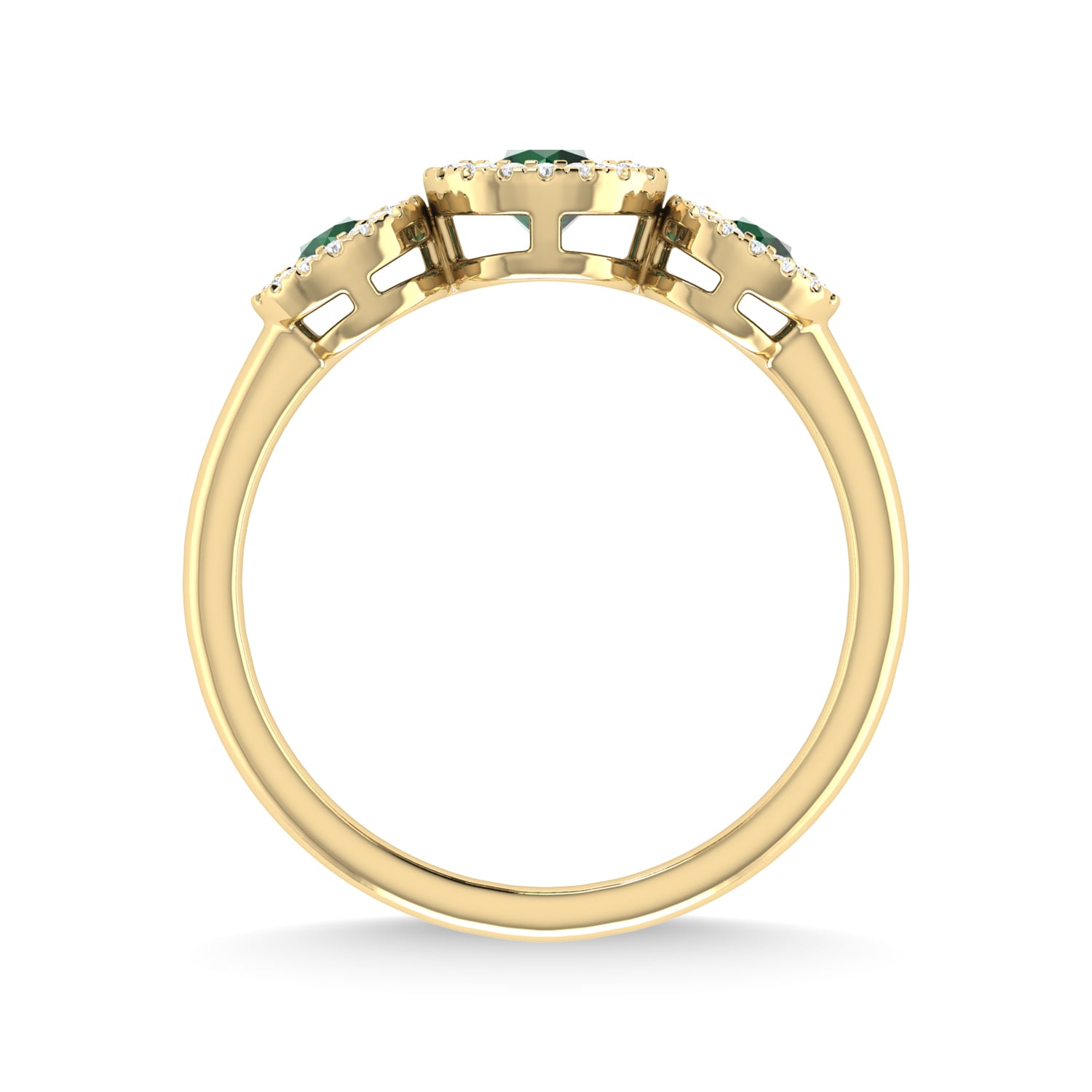 14K Yellow Gold Emerald and Diamond 5/8 Ct.Tw. Fashion Ring