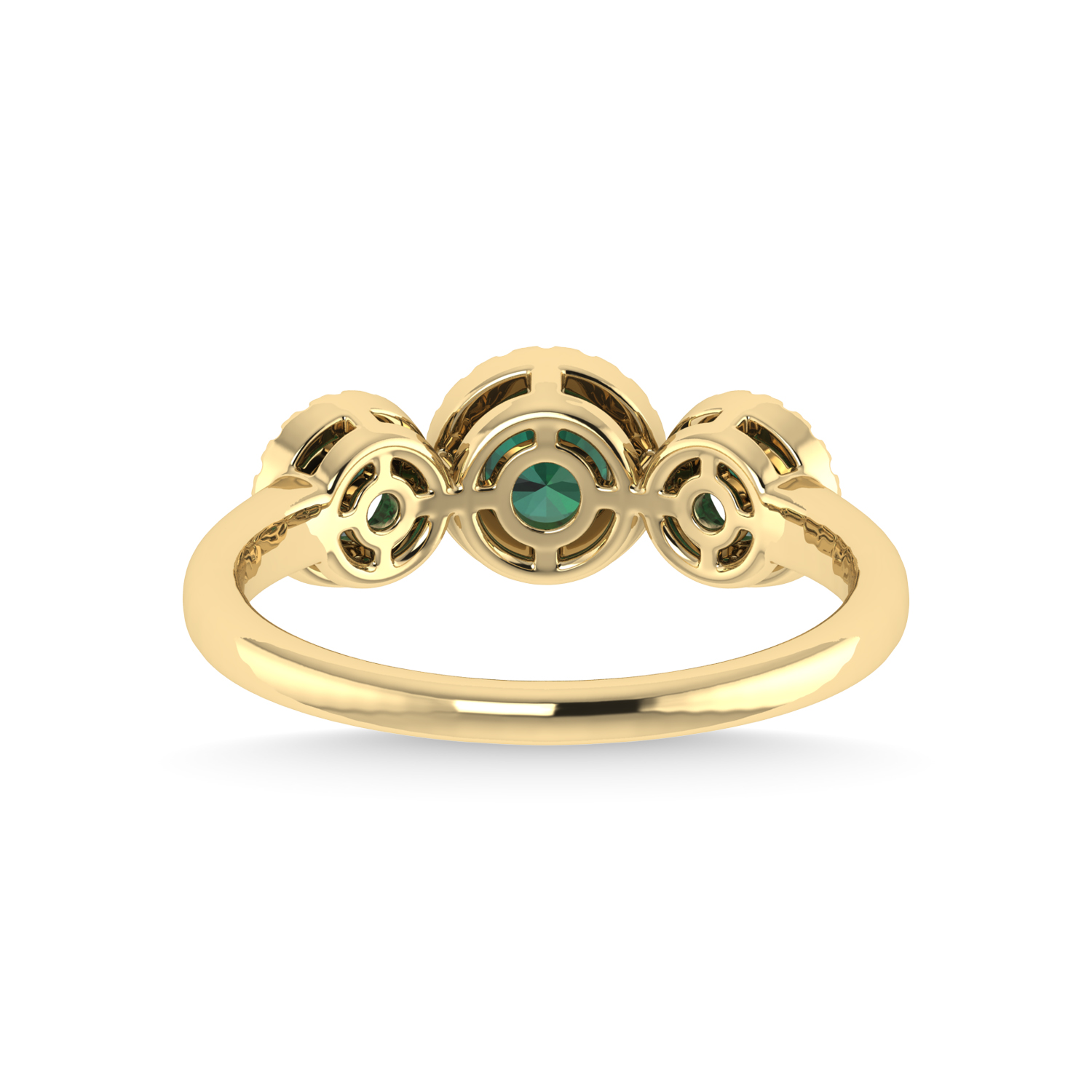 14K Yellow Gold Emerald and Diamond 5/8 Ct.Tw. Fashion Ring