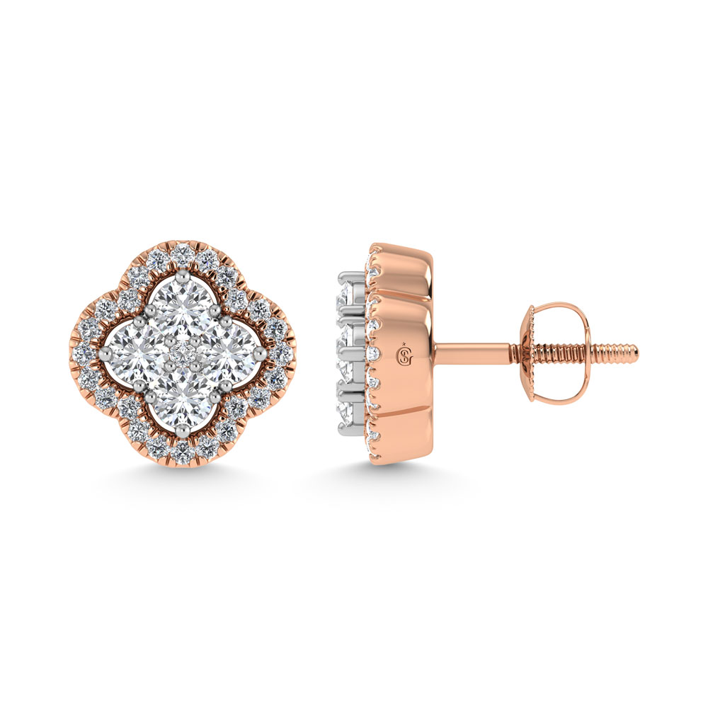 14K Rose Gold 1/2 Ct.Tw. Diamond Fashion Earrings