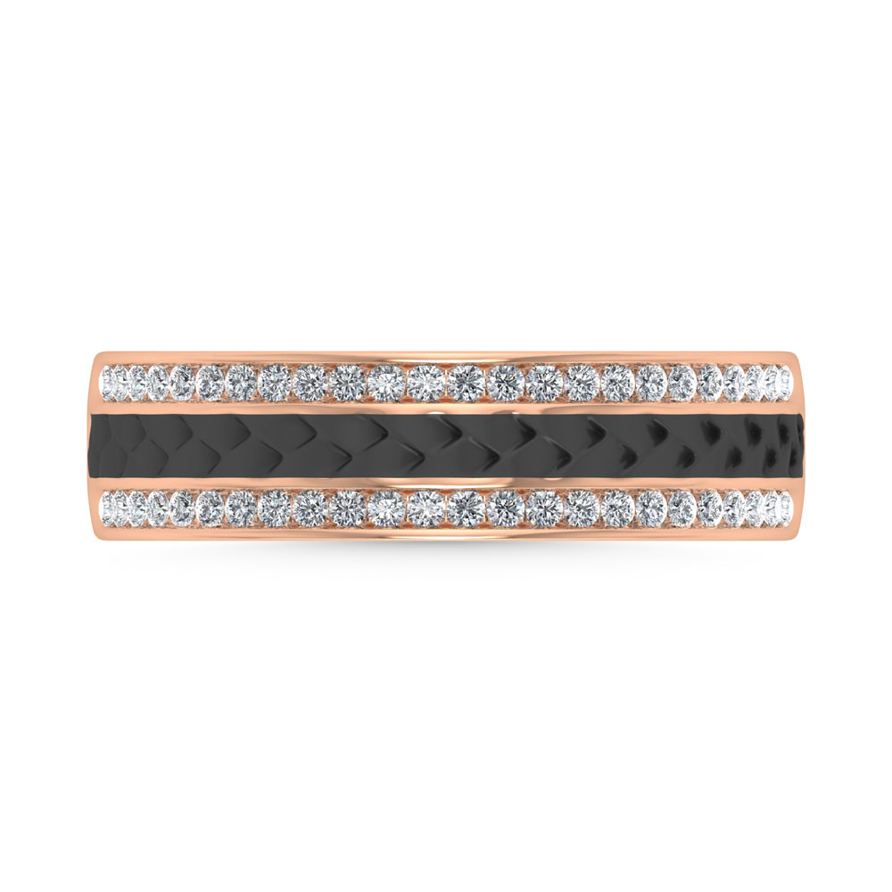 14K Rose Gold Diamond 1/3 Ct.Tw. Black Rhodium Band
