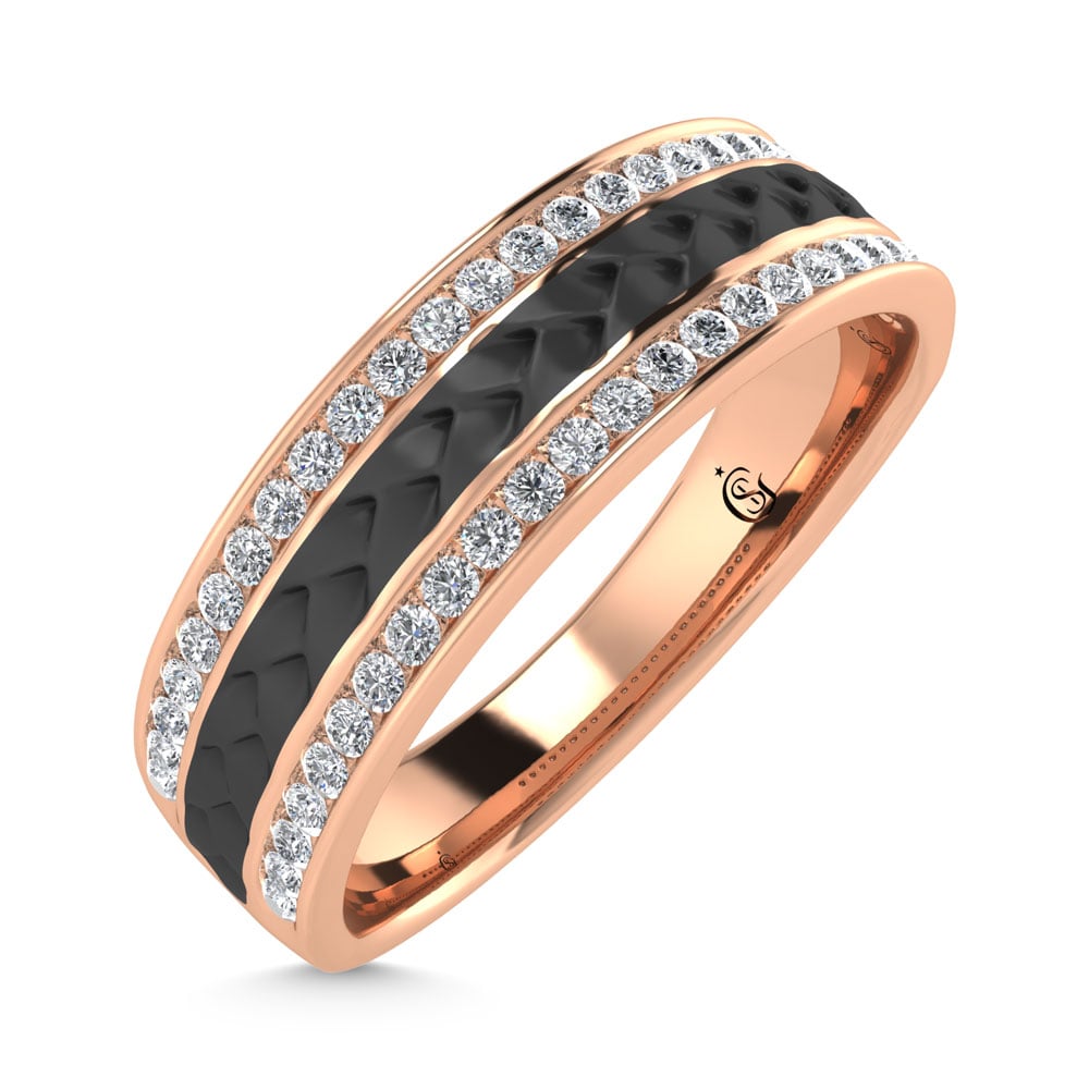 14K Rose Gold Diamond 1/3 Ct.Tw. Black Rhodium Band