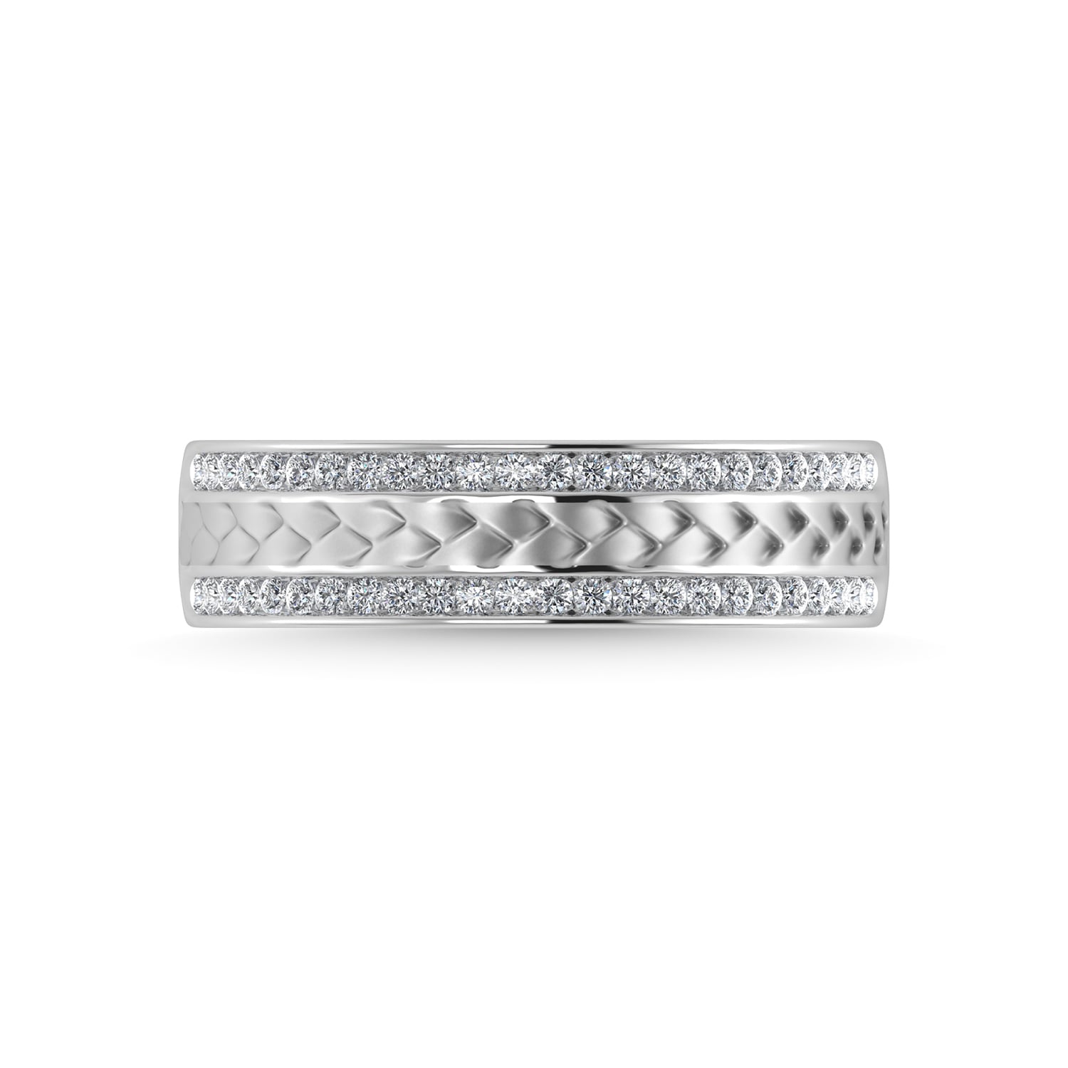14K White Gold Diamond 1/3 Ct.Tw. Mens Machine Band