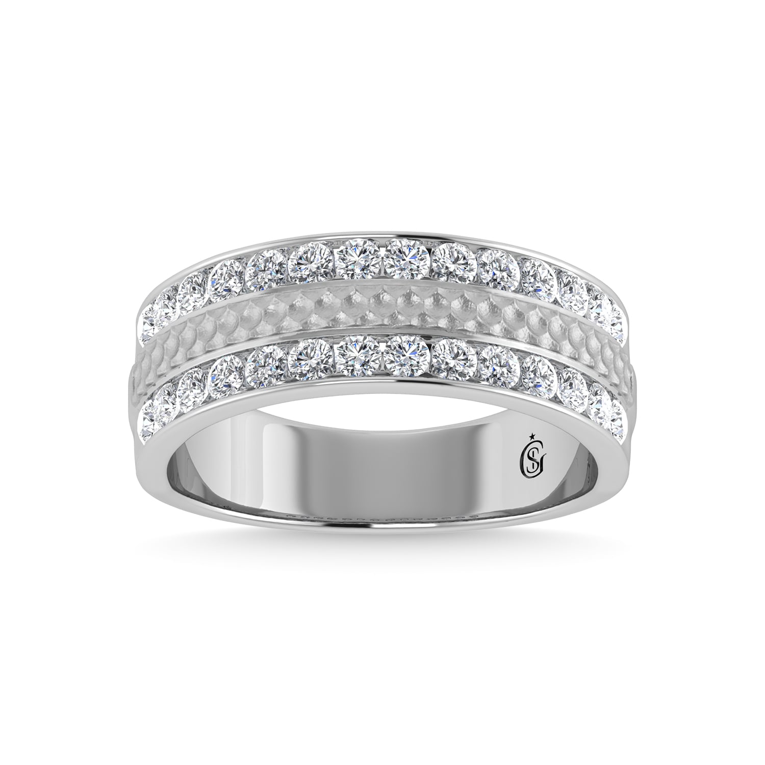 14K White Gold Diamond 1 Ct.Tw. With Mens Machine Band