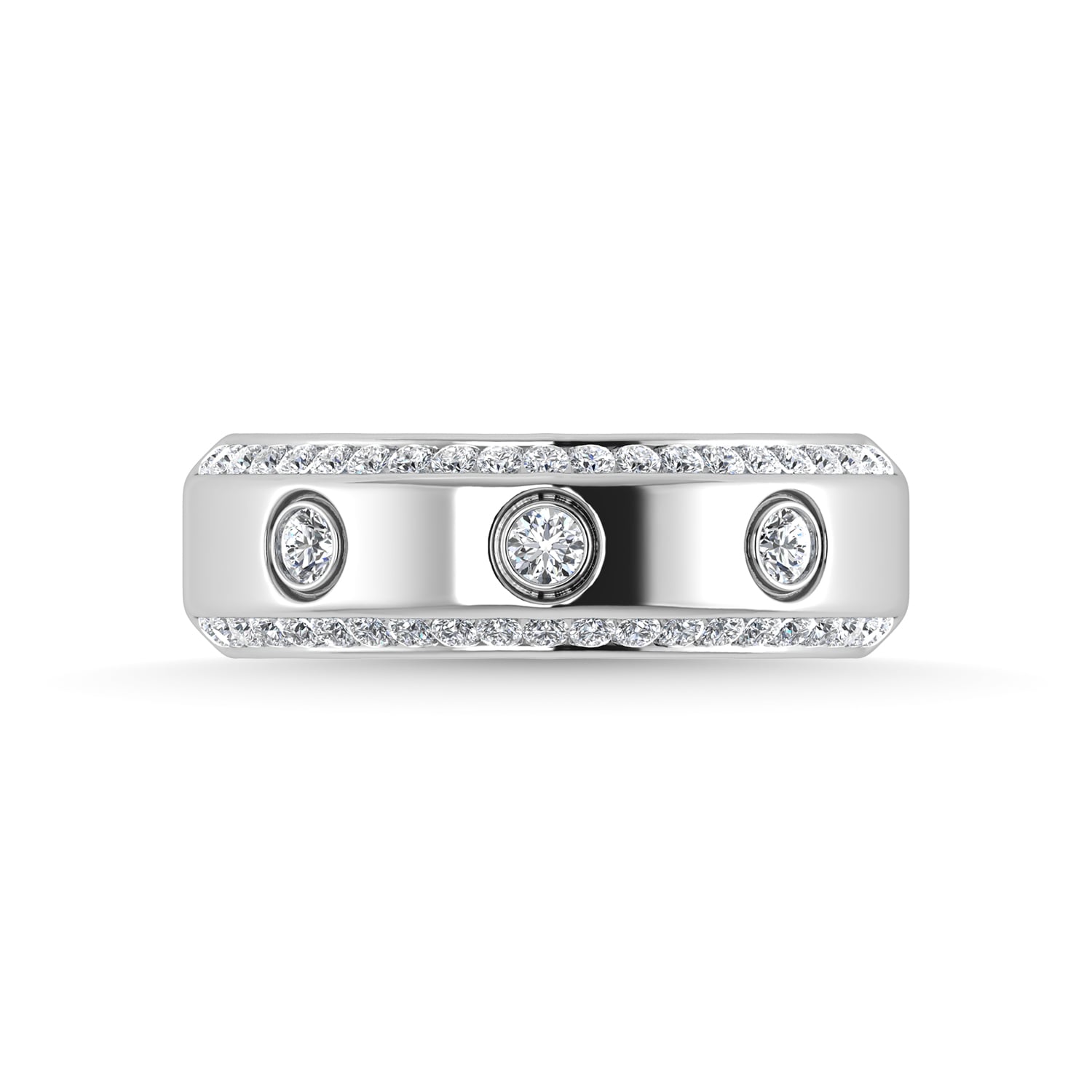 14K White Gold Diamond 3/4 Ct.Tw. Mens Machine Band
