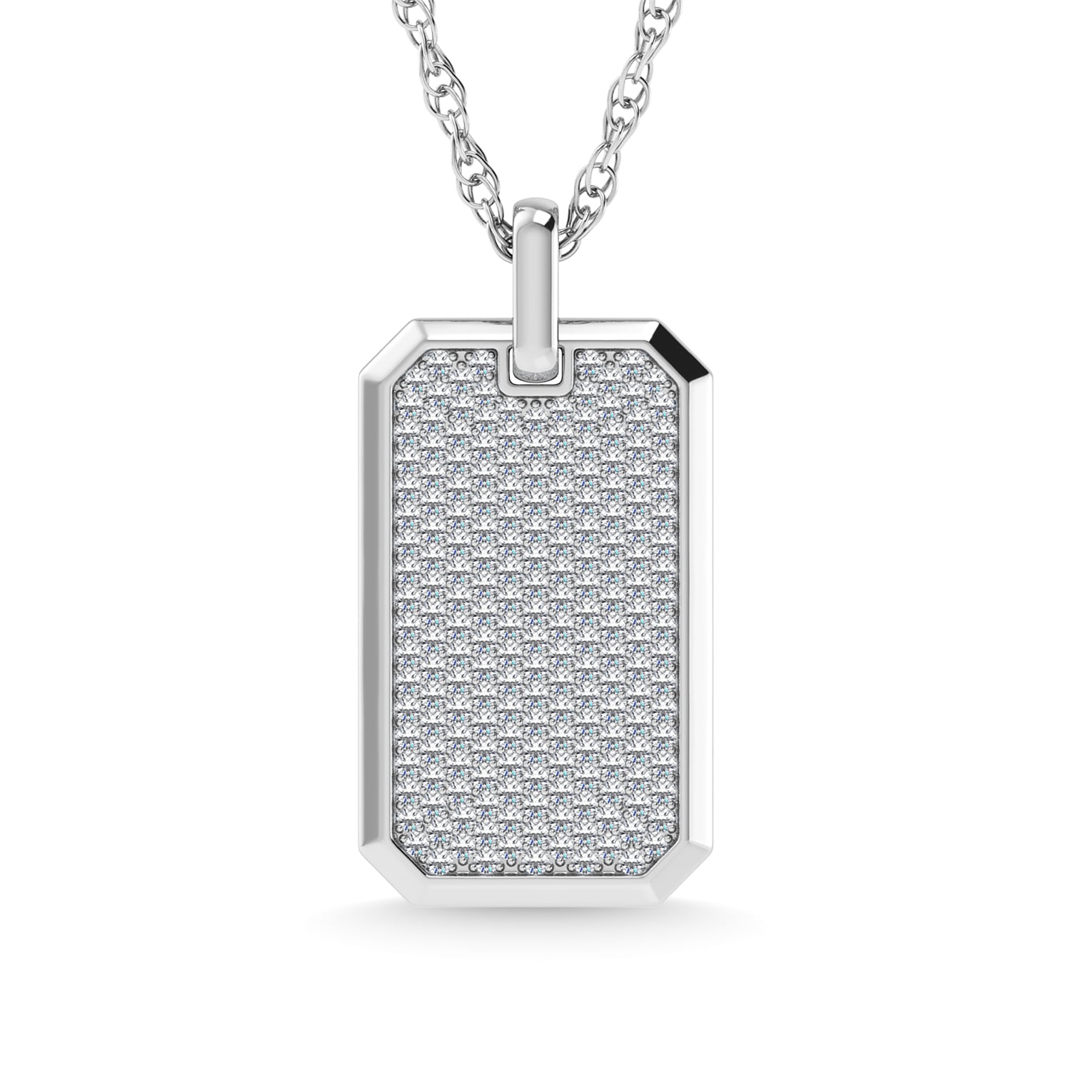 14K White Gold Diamond 7/8 Ct.Tw. Dog Tag Pendant