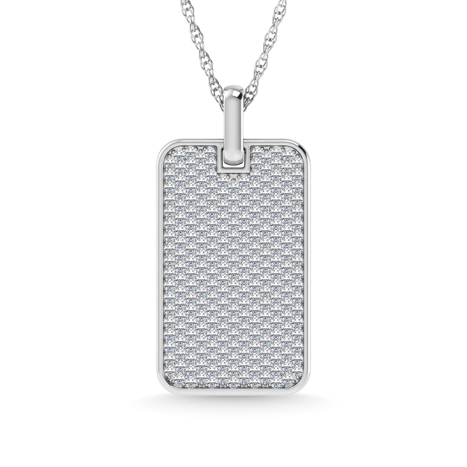 14K White Gold Diamond 1 Ct.Tw. Dog Tag Pendant