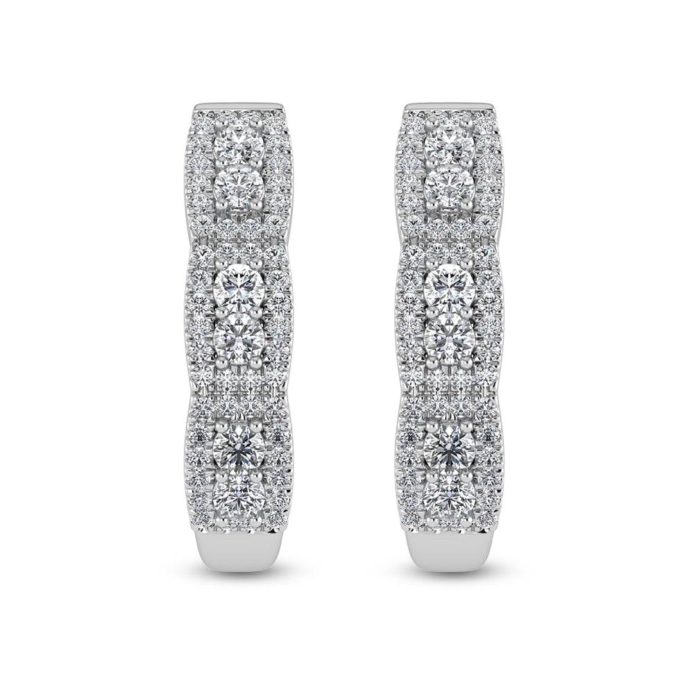 14K White Gold Diamond 1 1/4 Ct.Tw. Hoop Earrings