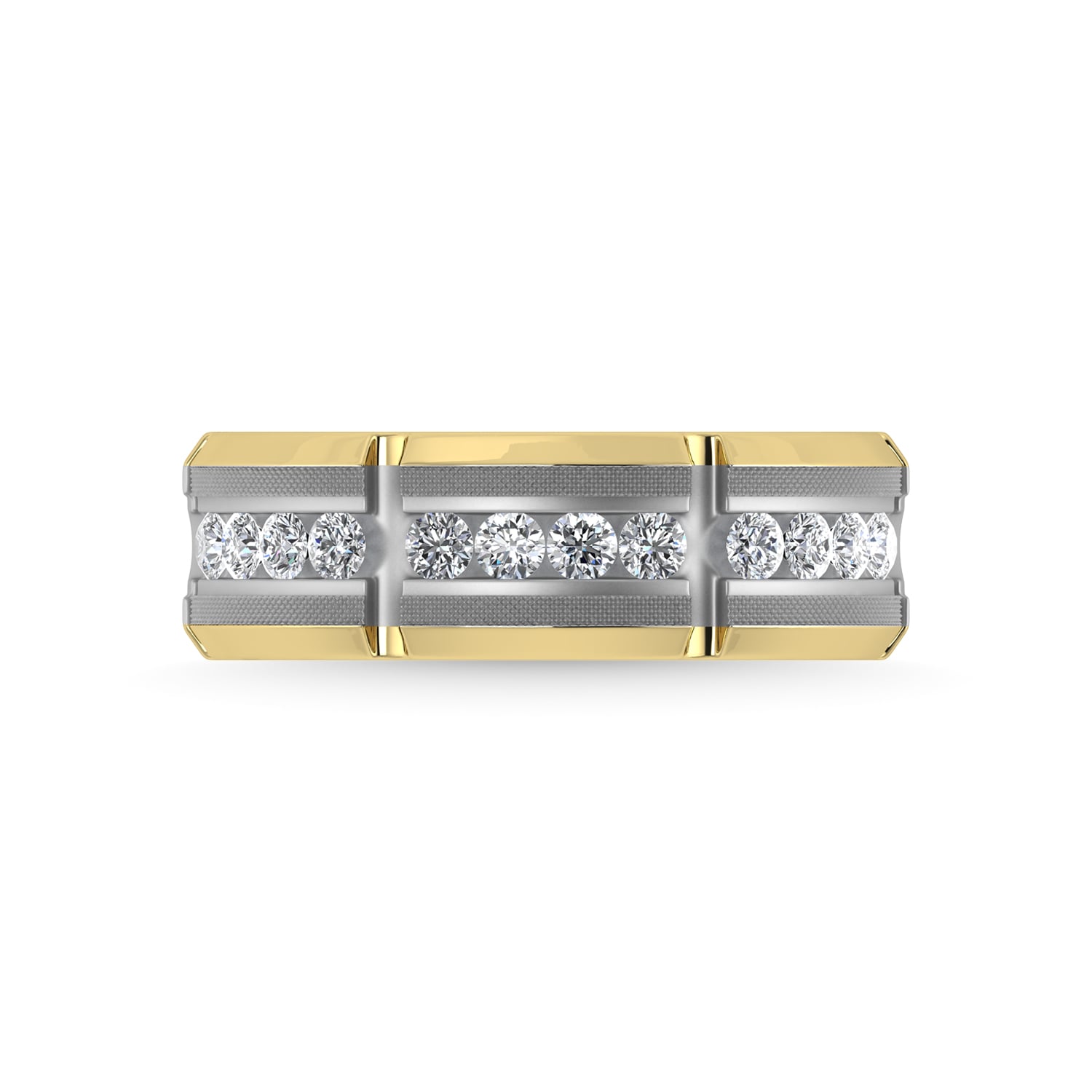 14K Two Tone Diamond 1/2 Ct.Tw. Mens Machine Band