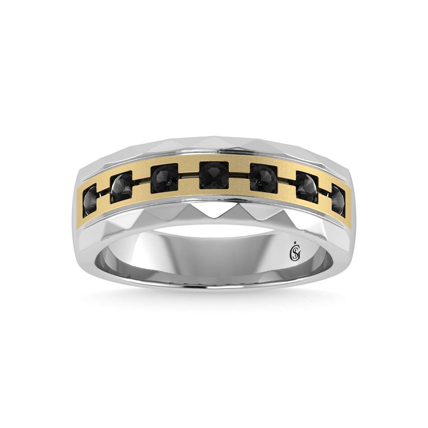 14K White Gold Diamond 1/2 Ct.Tw. Mens Machine Band