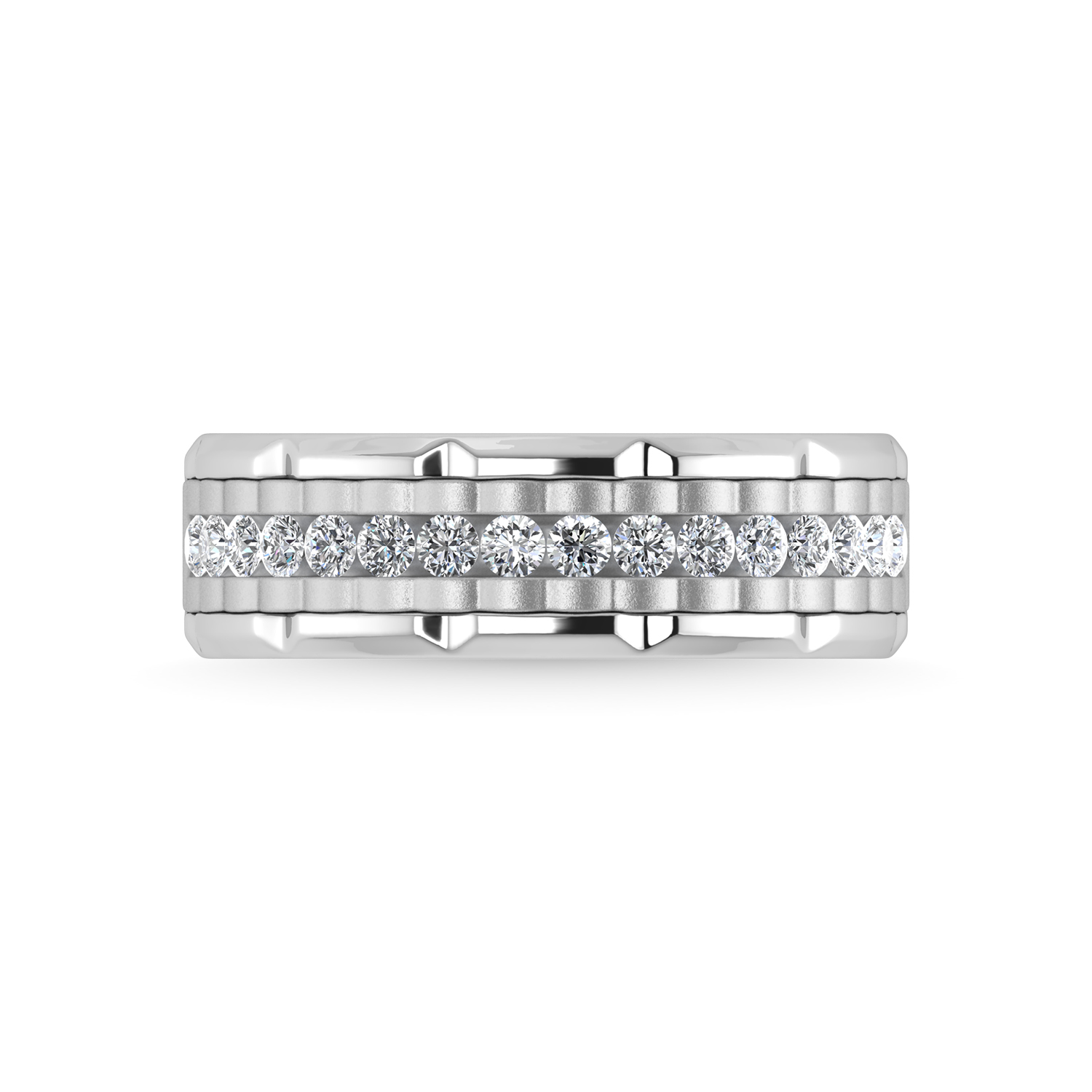 14K White Gold Diamond 1/2 Ct.Tw. Mens Machine Band