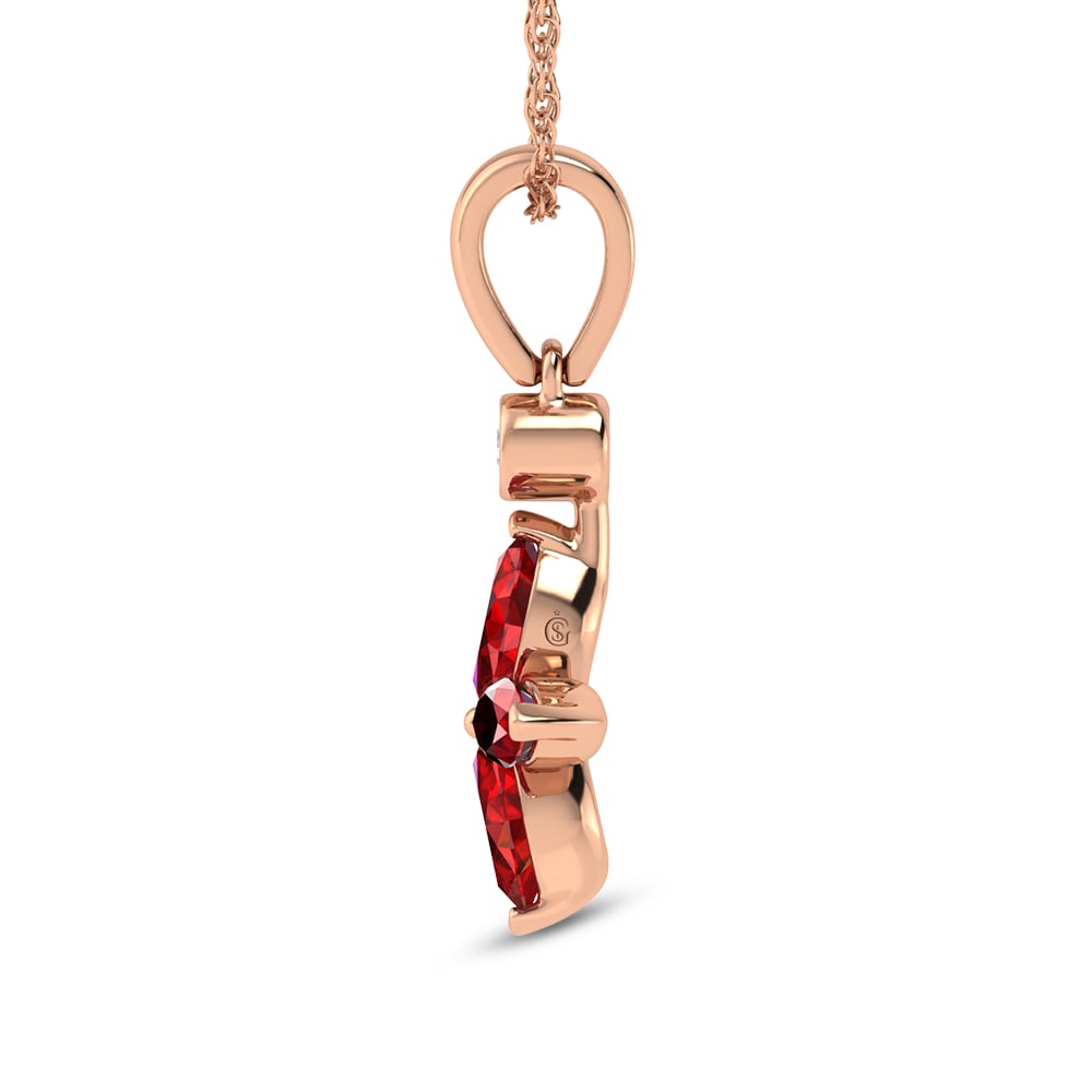 14K Rose Gold Diamond 1 1/4 Ct.Tw. & Ruby Fashion Pendant