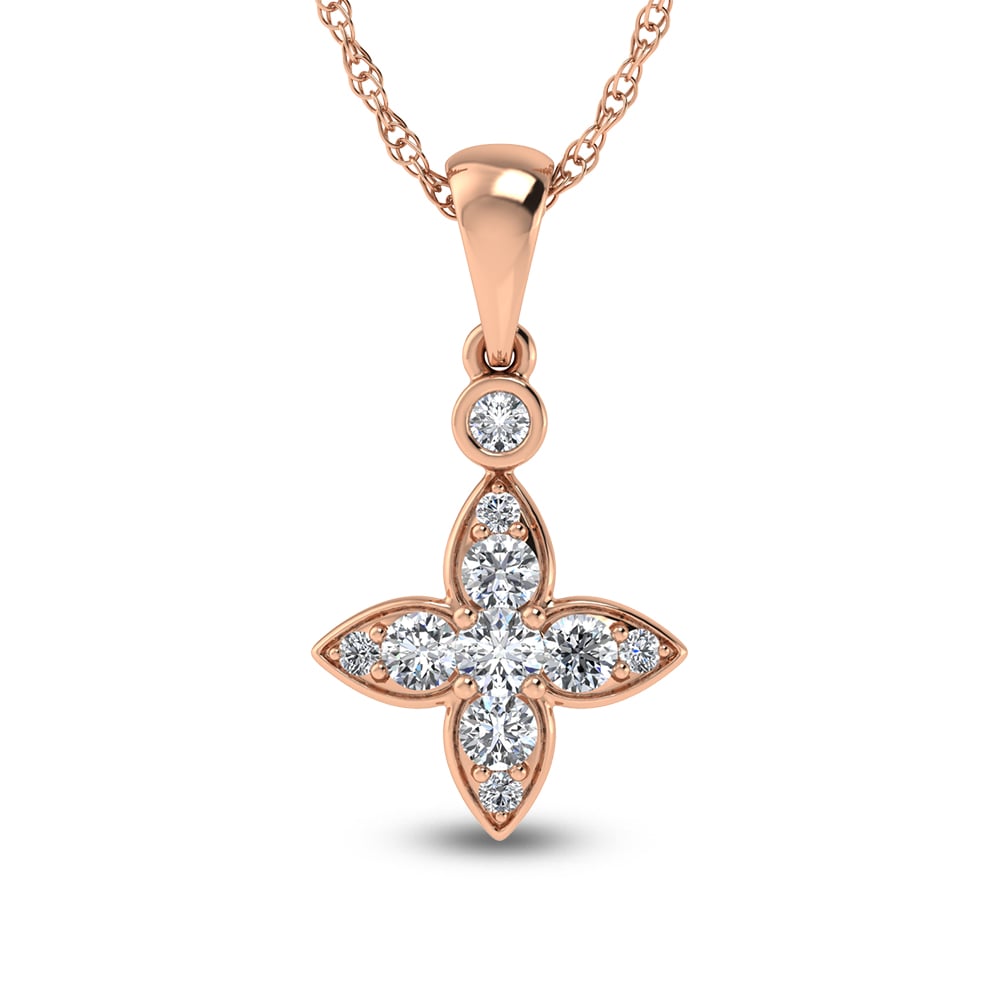 14K Rose Gold Diamond 1/2 Ct.Tw. & Ruby Fashion Ring
