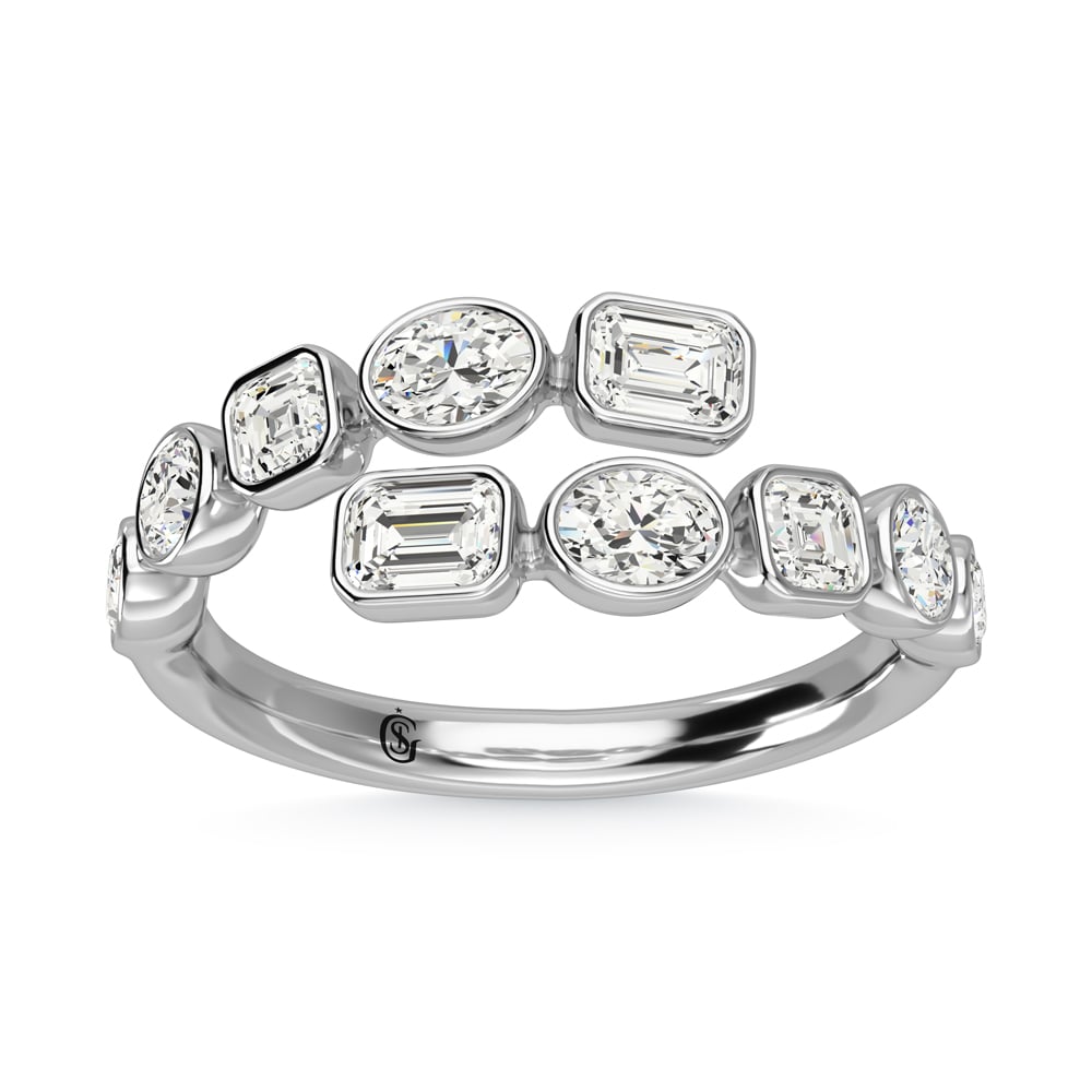14K White Gold Diamond 1 3/8 Ct.Tw. Fancy Cut Fashion Ring