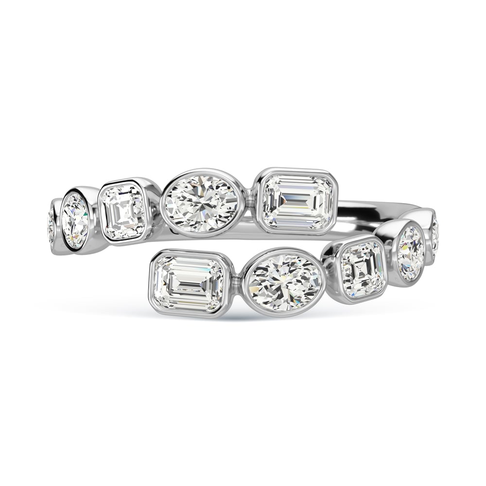 14K White Gold Diamond 1 3/8 Ct.Tw. Fancy Cut Fashion Ring