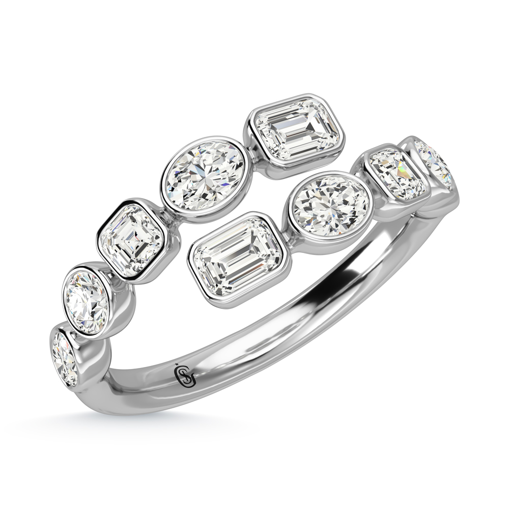 14K White Gold Diamond 1 3/8 Ct.Tw. Fancy Cut Fashion Ring