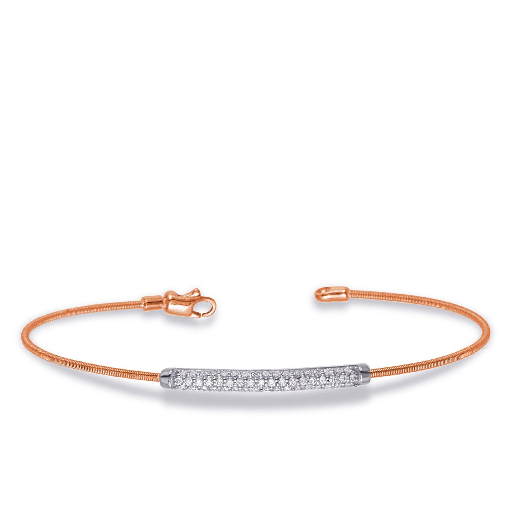 White & Rose Gold Bangle Italian Made