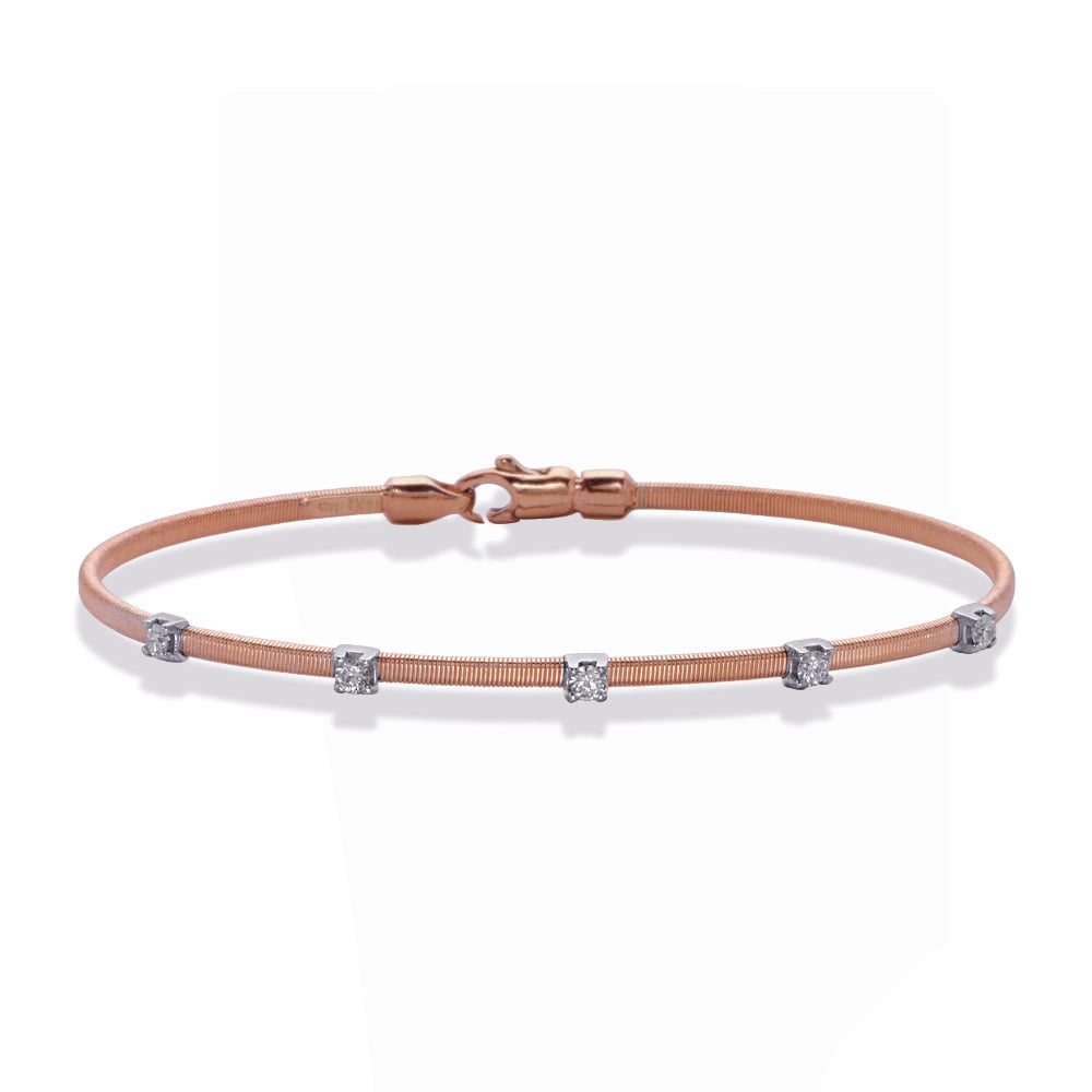 Rose White Gold Bangle Italian Made