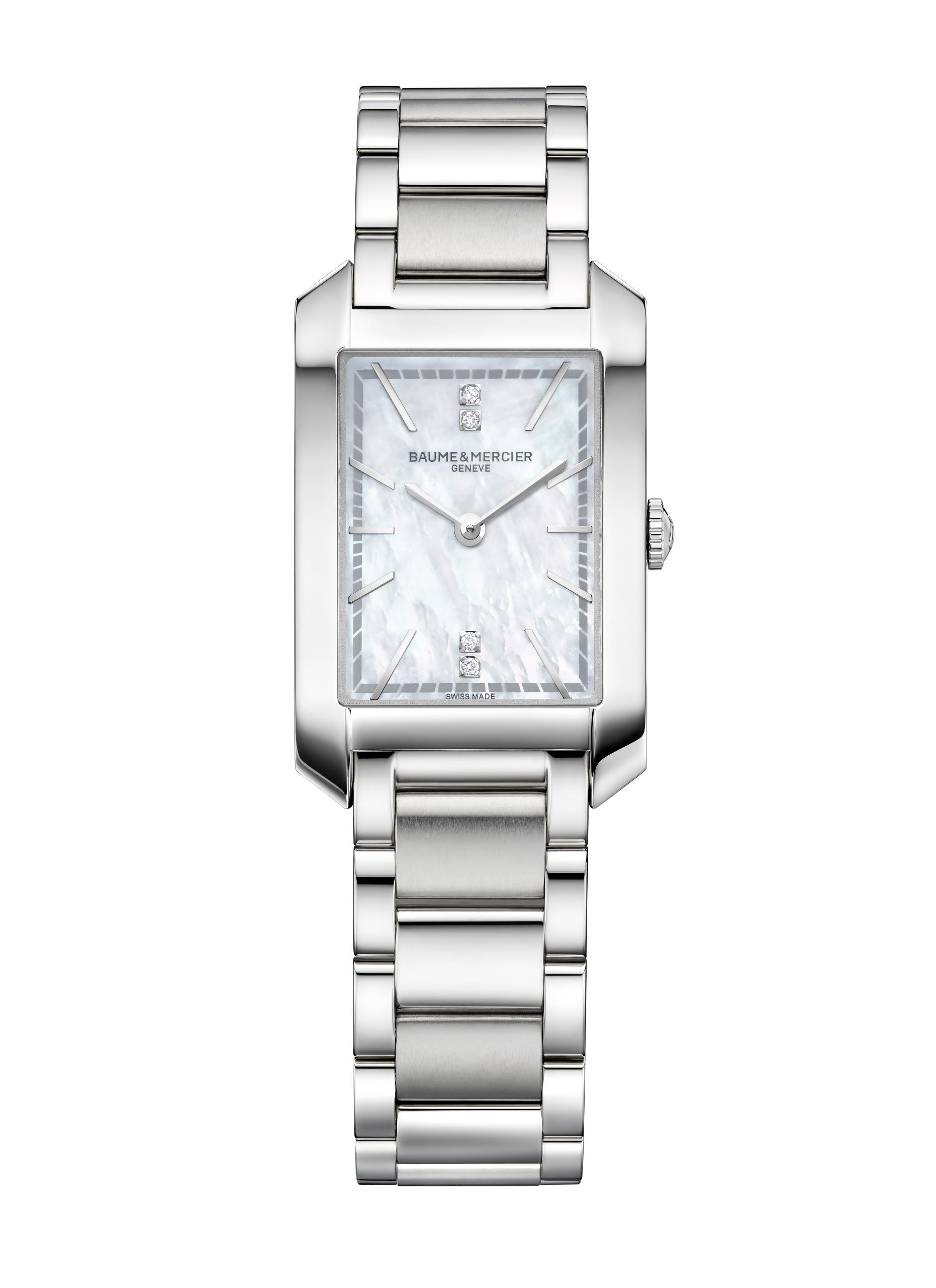 Baume et Mercier - Hampton 10474QUARTZ WATCH, DIAMOND-SET, MOTHER-OF-PEARL - 35 X 22 MM
