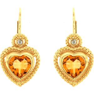 CITRINE & DIA HEART EARRING