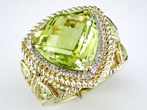 DIAMOND & LEMON QUARTZ RING