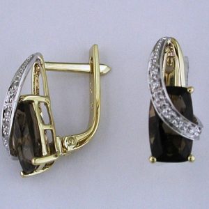 SMOKY QUARTZ & DIAMOND EARRING