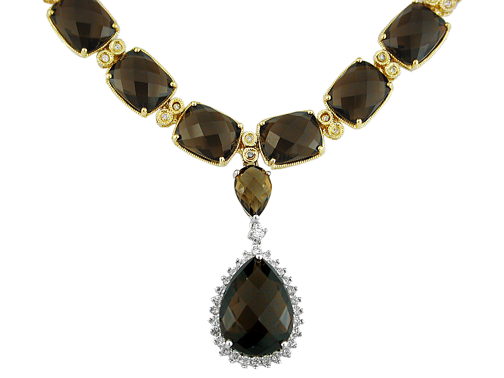 SMOKY QUARTZ & DIAMOND NECKLAC