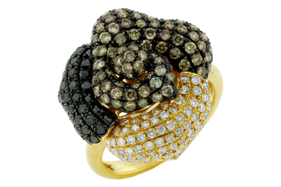 MULTICOLOR DIAMOND FLOWER RING