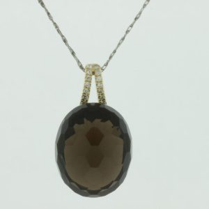 SMOKY QUARTZ & DIAMOND PENDANT