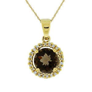 SMOKY QUARTZ & DIAMOND PENDANT