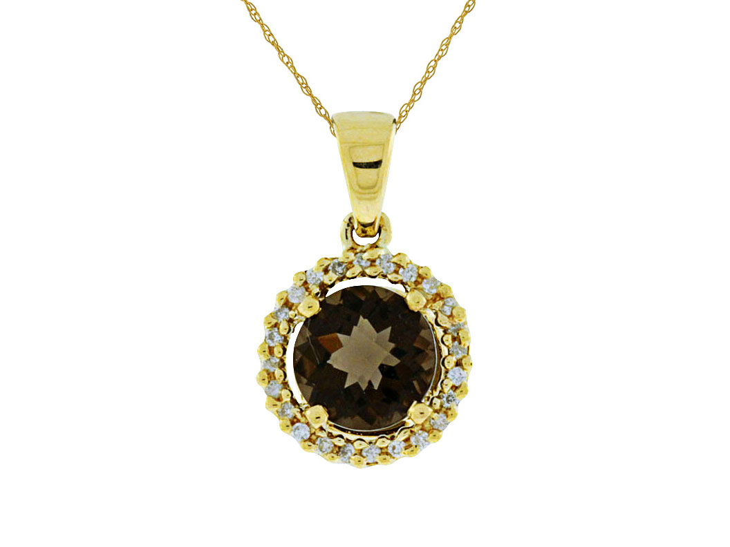 SMOKY QUARTZ & DIAMOND PENDANT