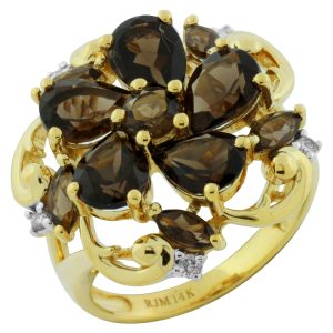 SMOKY QUARTZ & DIAMOND RING