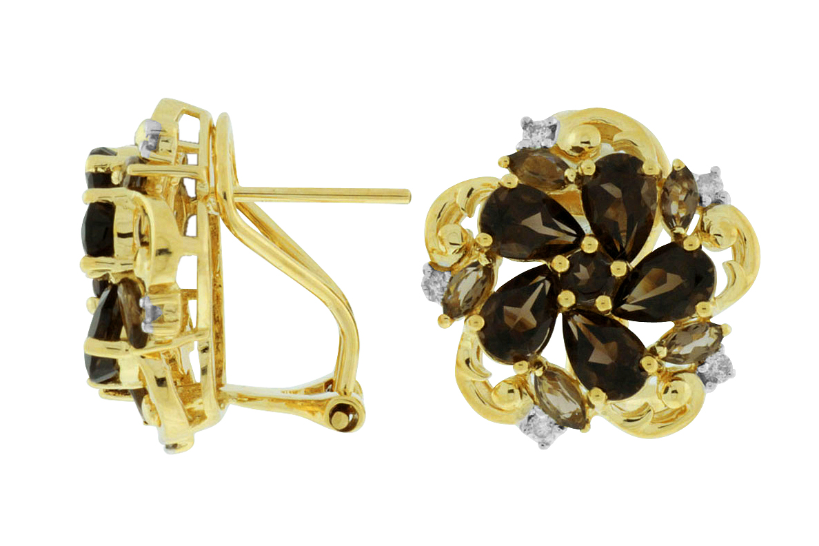 SMOKY QUARTZ & DIAMOND EARRING