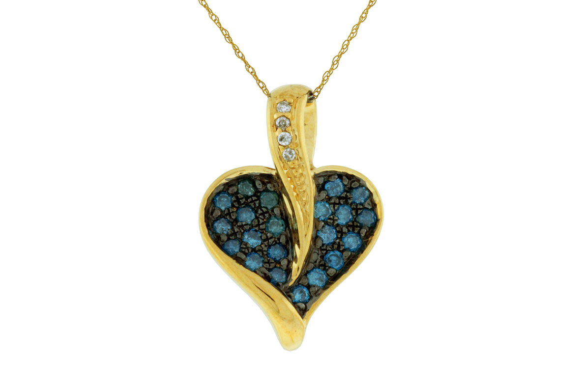 DIA & BLUE DIA HEART PENDANT