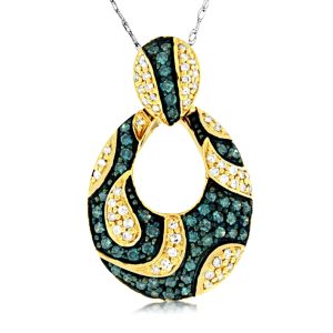 DIAMOND &BLUE DIAMOND PENDANT
