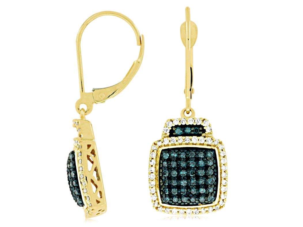 BLUE DIAMOND & DIAMOND EARRING