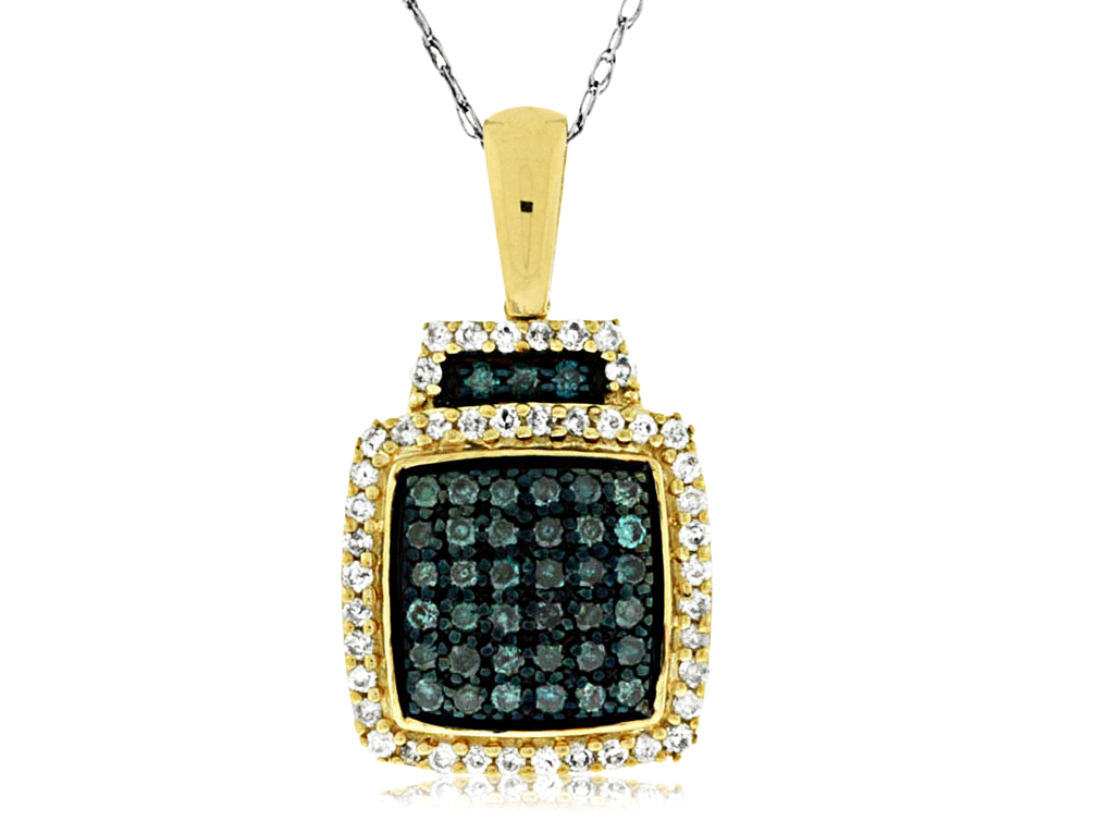 DIAMOND &BLUE DIAMOND PENDANT
