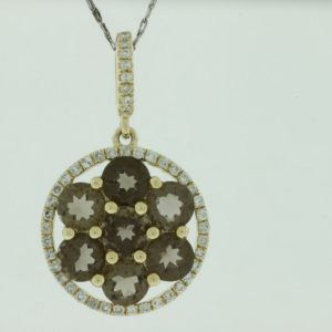 SMOKY QUARTZ & DIAMOND PENDANT
