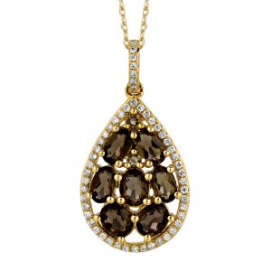 SMOKY QUARTZ & DIAMOND PENDANT